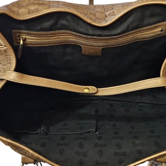 GUCCI Metallic Guccissima Large GG Twins Shoulder Tote Bronze Leather Monogram - Picture 7 of 16